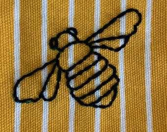 Bee Stripped Kitchen Towel, Bee Dish Towel, Decor Kitchen Towel, Bee Tea Towel, cotton quality Towel, Gift for Hostess, Gift for Her