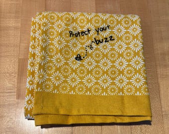 Bee funny Kitchen Towel, Bee Dish Towel, Decor, Bee Tea Towel, cotton quality Towel, Gift for Hostess, Gift for Her, Protect your buzz