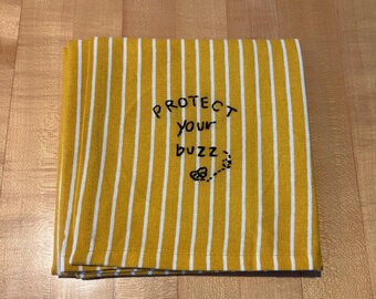 Bee funny Kitchen Towel, Bee Dish Towel, Decor, Bee Tea Towel, cotton quality Towel, Gift for Hostess, Gift for Her, Protect your buzz