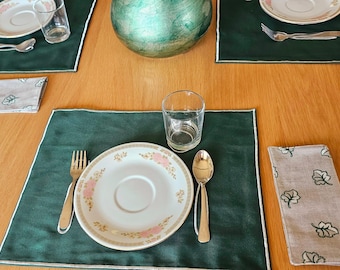 Green Dining Toddler/ Infant Montessori Mat and Napkin