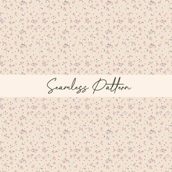 Ditsy Pastel Flowers Seamless Pattern Instant Digital Download