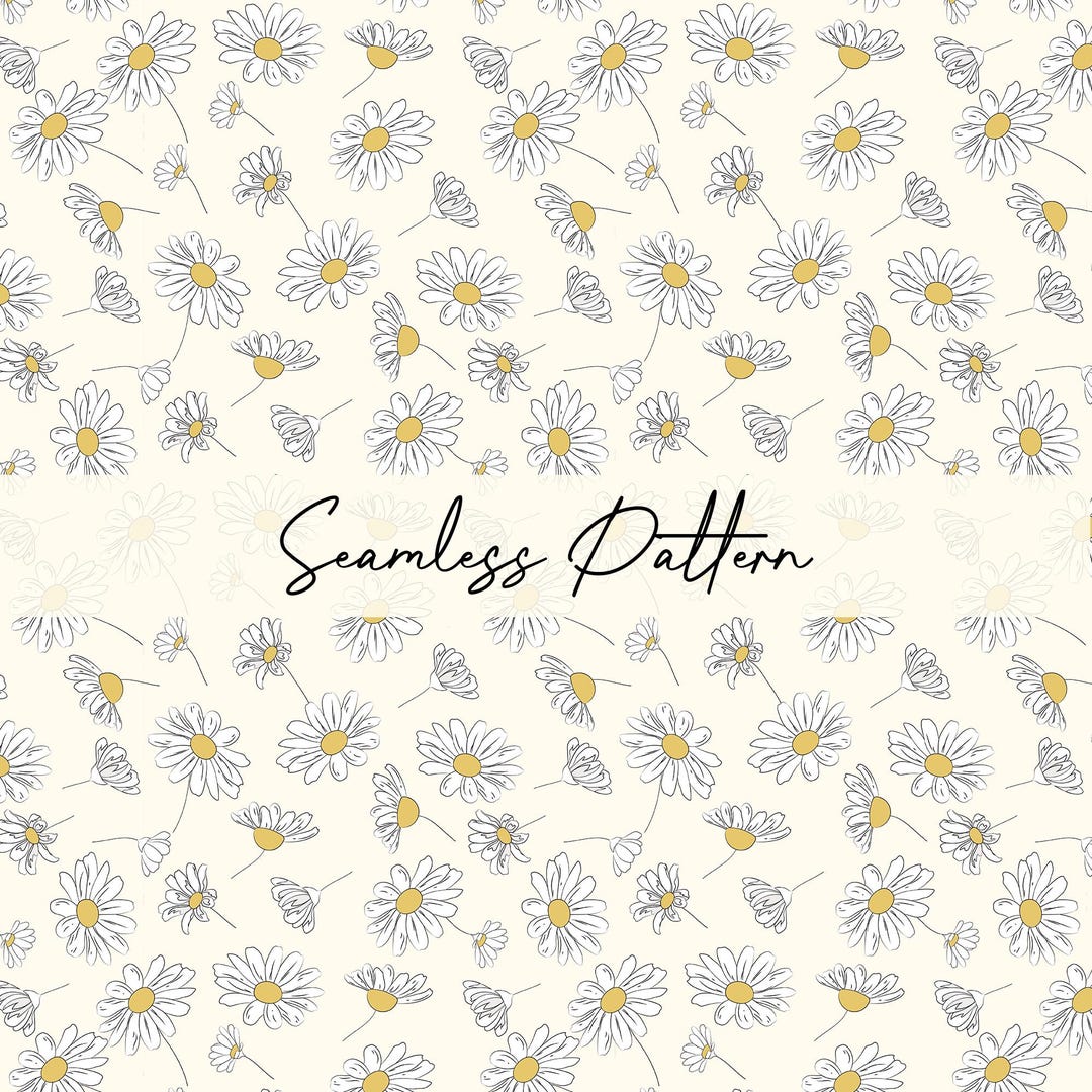 Minimal Daisy Seamless Pattern, Floral Fabric Print (digital Download ...