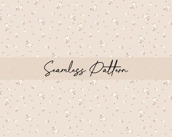 Minimal Beige Floral Seamless Pattern Small Neutral Flower Digital Paper  Elegant Botanical Print for Fabric, Wallpaper & Scrapbooking