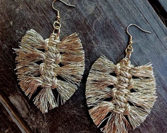 Metallic Gold Macrame Earrings