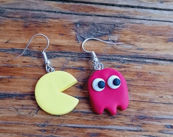 Pacman Polymer Clay Novelty Earrings- made to order!