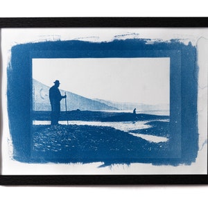 Cianotipia originale fatta a mano, regalo per la casa, stampa fotografica vintage su carta acquerello fine art di altissima qualità, 2024