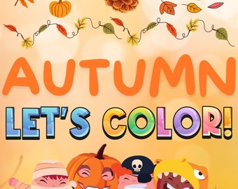 Printable Kids Autumn Color Sheets - Digital Download - 8.5x11