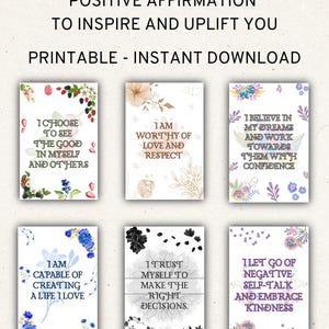 Cartões de Afirmação Imprimíveis | Cartões Flash de Citações Positivas para Mulheres | Autoestima | Presente de Autocuidado | Amor Próprio | Manifestação do Quadro de Visão