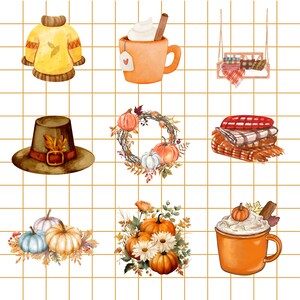 Fall Season Stickers Clipart PNG Digital Download - Etsy