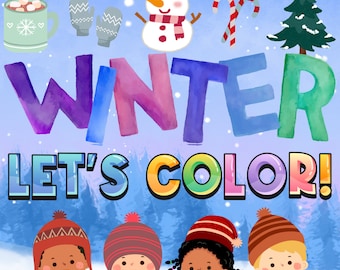 Printable Kids Winter Color Sheets - Digital Download - 8.5x11