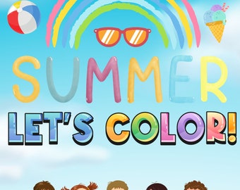 Printable Kids Summer Color Sheets - Digital Download - 8.5x11