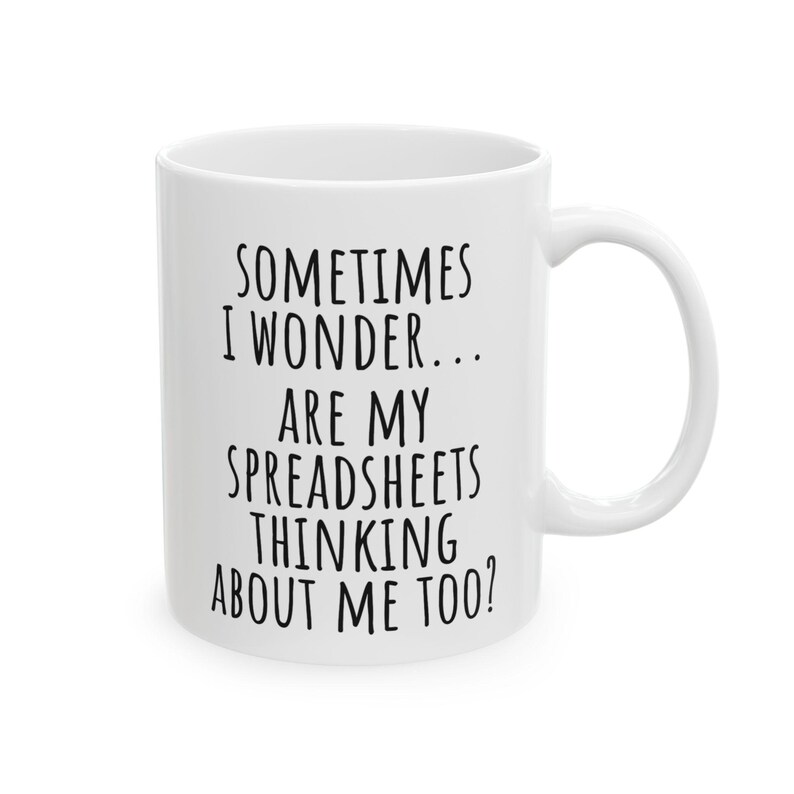 Taza con hoja de cálculo de Excel, regalo de nerd para contable, regalo para jefe, taza de café con hoja de cálculo, taza de contabilidad, regalo de analista de datos, taza divertida de Excel imagen 7
