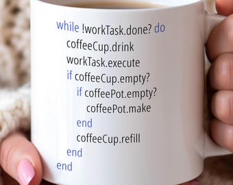 Idée cadeau Ruby programmeur, tasse humour nerd, cadeau ingénieur, humour technologie, code de programmation, développeur de logiciels, tasse de codage humour programmeur