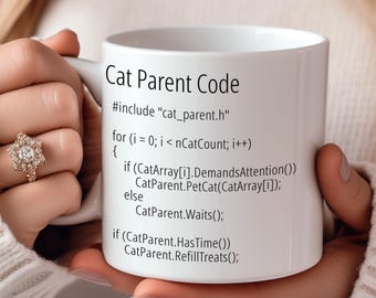 Pomysł na prezent dla programisty dla właściciela kota, kubek z humorem dla nerda, prezent dla inżyniera, humor technologiczny, programista oprogramowania, pomysł na prezent dla miłośnika kotów z humorem dla programisty