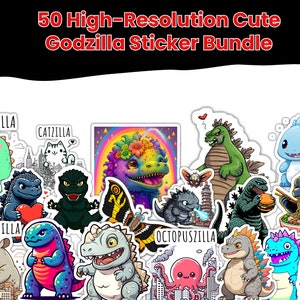 Godzilla Sticker Bundle | Cute Godzilla Sticker | 50 High Quality Sticker | Instant Download