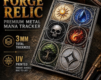 Metal MTG Mana Tracker | 2mm textured relief Print | MTG Commander Accessory | Forge Relic™
