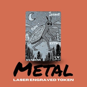 Metal Mothman Insect MTG Token – Laser-Engraved Aluminum Token Proxy