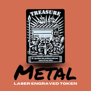 Metal Raccoon Treasure Token, MTG Magic The Gathering Accessory image 1