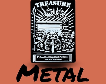 Metal Raccoon Treasure Token, MTG Magic The Gathering Accessory