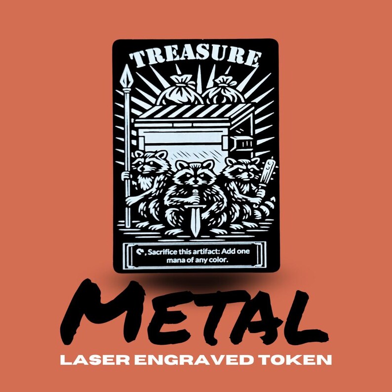 Metal Raccoon Treasure Token, MTG Magic The Gathering Accessory image 1