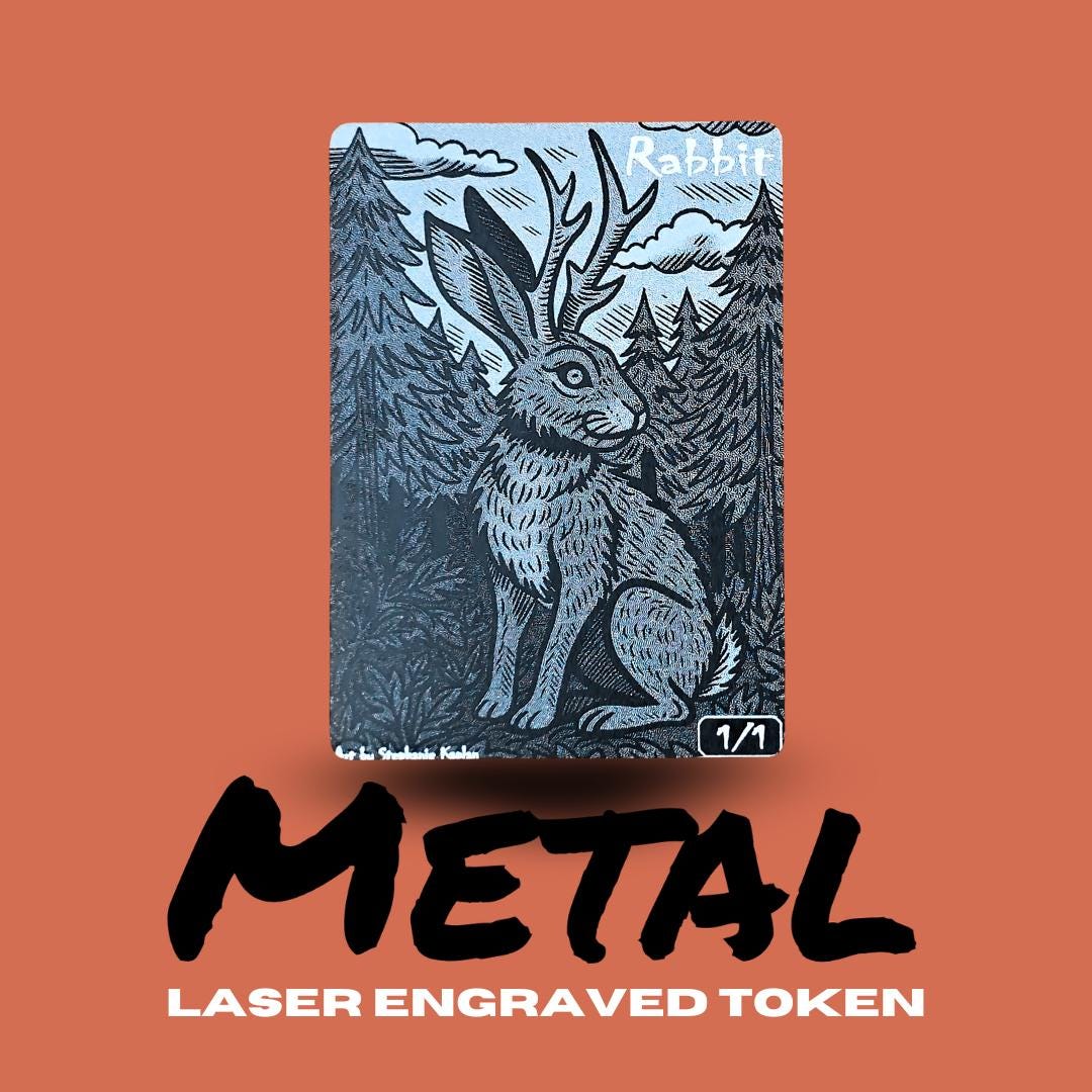 Laser-engraved Jackalope Rabbit Token – Aluminum MTG Magic the ...
