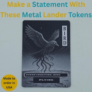 Metal Bird Token for Commander, EDH | Custom Metal MTG Token | Engraved Aluminum Game Accessory