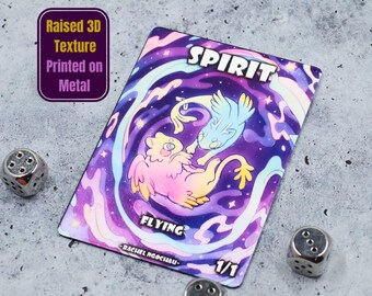 Textured Metal Spirit Token for MTG | Raised 3D UV Resin Artwork | Commander Token