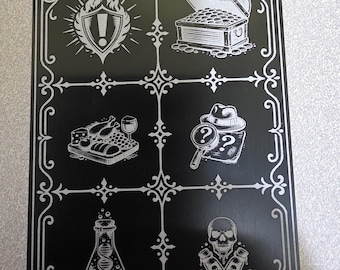 Metal MTG multi tracker | Clue - Treasure - Food - Mutagen - Poison - Priority | Laser Engraved Magic The Gathering Commander Proxy Token