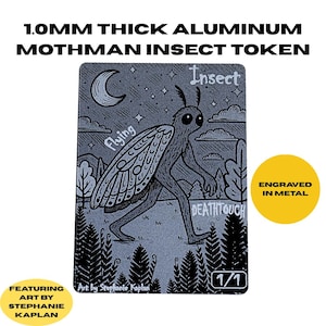Mothman Insect Token – Premium 1.0 mm Aluminum or Slim Wallet Edition – Laser-Engraved MTG Magic the Gathering Token FT: @Whateverfornow_