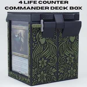 MTG Commander Deck Box with 4 Built-In Life Counters | Elf Theme EDH Deckbox holds 100+ Double Sleeved Cards | Magic the Gathering Gift Idea