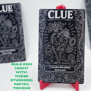 Metal Funny Clue Token for MTG | Laser Engraved Aluminum EDH Accessory | Magic the Gathering Gift | Luxury Commander Game Night Token
