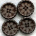 Chocolate Brown Wood Buttons Decorated Wooden Buttons 23mm (1 inch) Set of 8 /BT82
