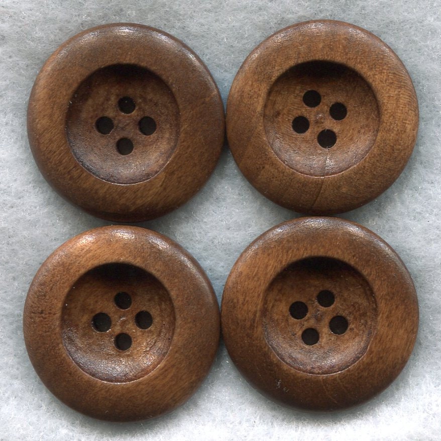Rusty Brown Wood Buttons Decorated Wooden Buttons 23mm 1 | Etsy