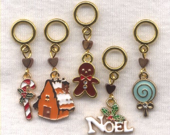 Noel Christmas Treats knitting stitch markers Set of 5/SM206