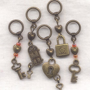 Lock and Keys Knitting Stitch Markers silver finish Set of 4/SM198