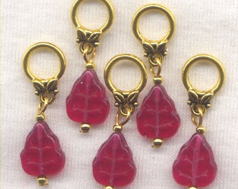 Fall Leaves Knitting Stitch Markers Autumn Color Set of 5 /SM70F