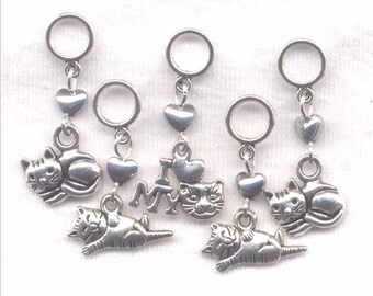 Cat Knitting Stitch Markers Cat Person Kitten Kitty Love My Cat Set of 5/SM147