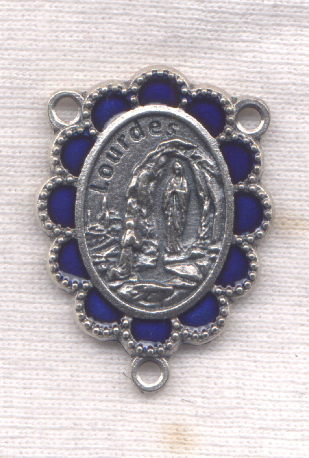 Our Lady of Lourdes Royal Blue Enamel Silver Rosary Center Each Etsy02 ...