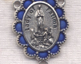 Our Lady of Fatima Blue enamel rosary center each Etsy01