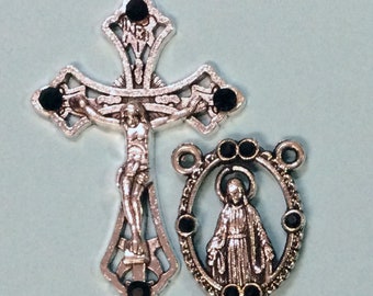 Jet Opaque Crystal Our Lady of Grace Rosary Set26E