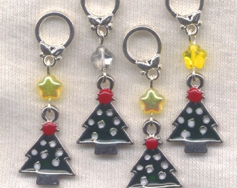 Christmas Tree Knitting Stitch Markers Xmas Christmas Trees Enameled Set of 4/SM138B