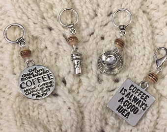 Coffee Is Always A Good Idea Knitting Stitch Markers  Set of 4/SM212A