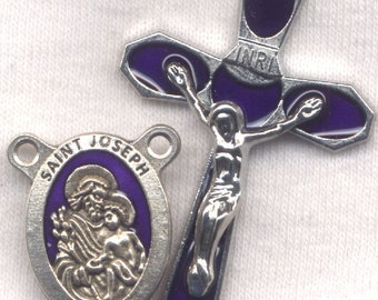 St Joseph Purple Enamel Rosary Set02