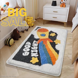 Space Adventure Rug: Rocket Ship Play Mat, Non-Slip Nursery Decor