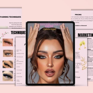 Editable Classic,hybrid,volume,mega volume & wispy  Lash Training/teaching Manual, Learn Classics Lashes, Canva Editable, Lash Educator,