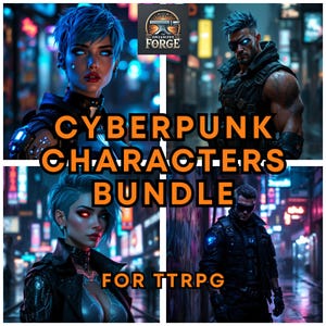 50 Cyberpunk Character Portraits - Digital Art Collection for RPG, D&D, Shadowrun - NPC Portraits - Instant Download