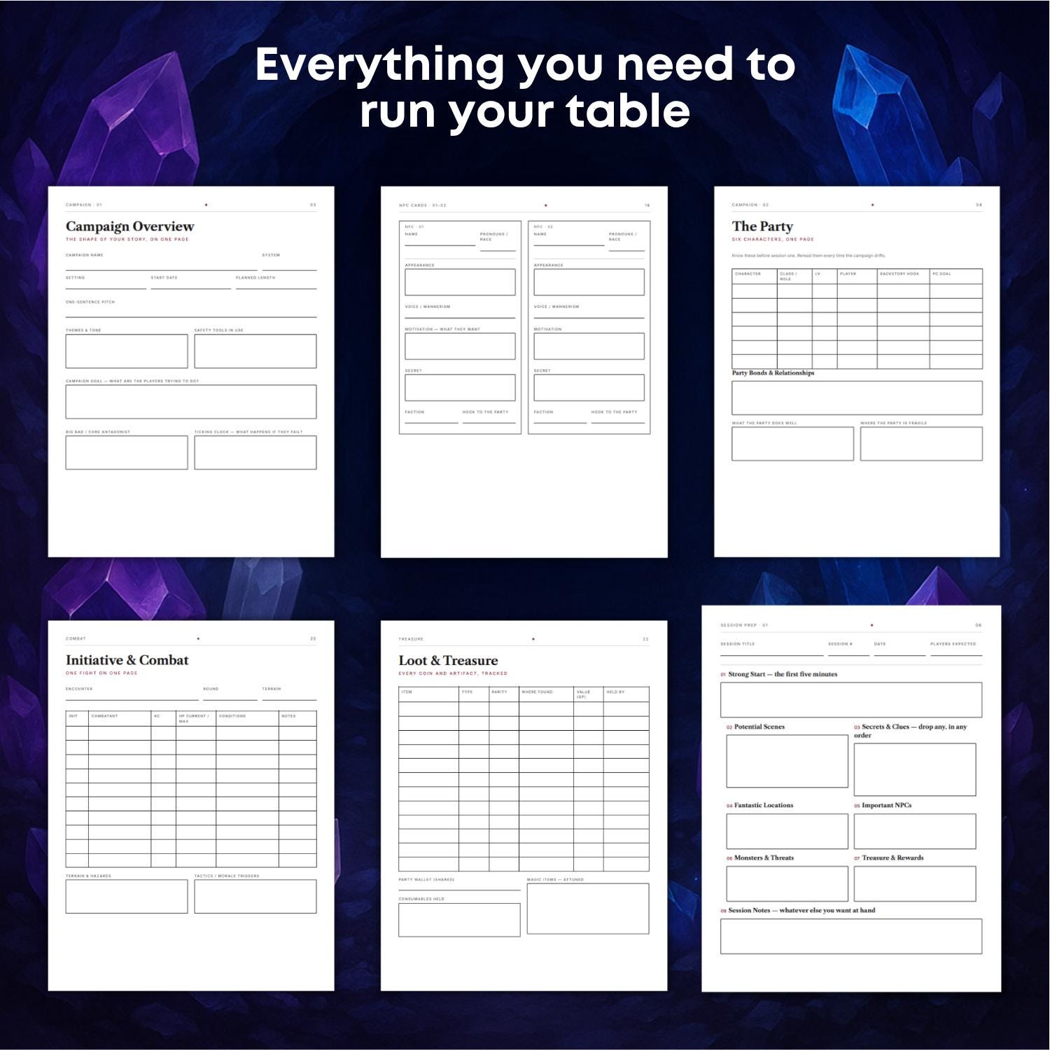 Lazy DM Companion | Printable & Fillable PDF Session Prep | Dnd 5e ...