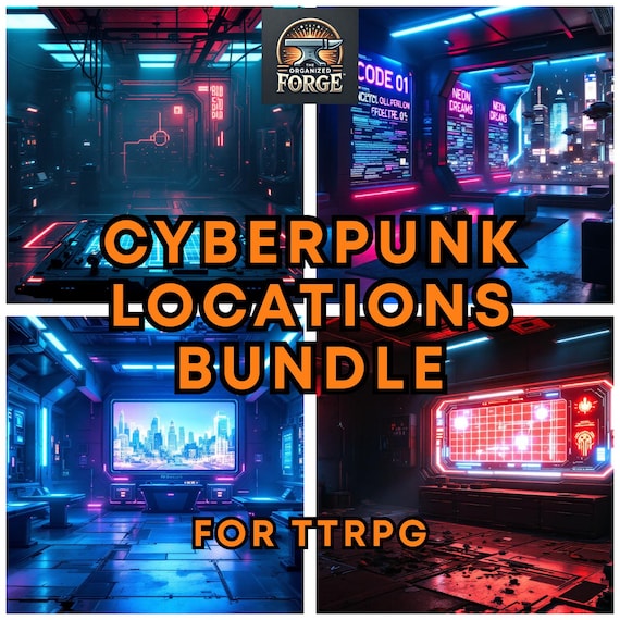 50 Ambientazioni Cyberpunk Collection - Città Futuristiche, Strade Neon, Paesaggi Sci-Fi - Sfondi Digitali per GDR, Streaming