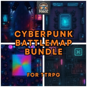 50 Cyberpunk Battlemap Collection - Top-Down RPG Maps for Tabletop Gaming - Digital Download - D&D Shadowrun Cyberpunk 2020