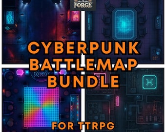 50 Cyberpunk Battlemap Collection - Top-Down RPG Maps for Tabletop Gaming - Digital Download - D&D Shadowrun Cyberpunk 2020